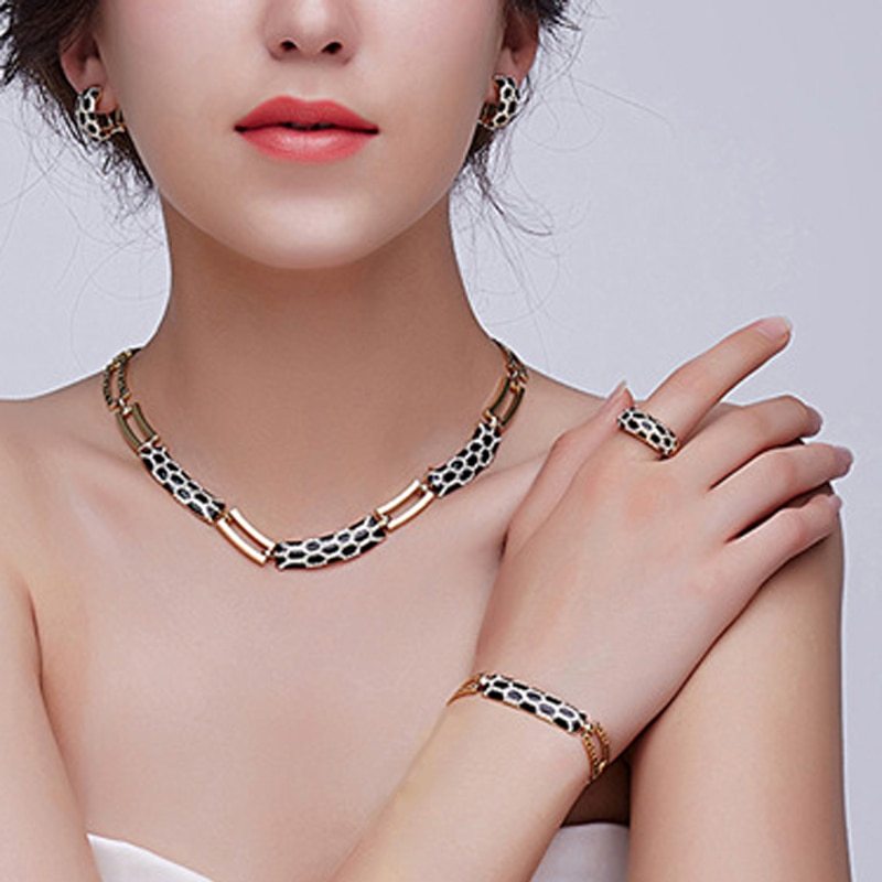 New Korean style diamond earring necklace set